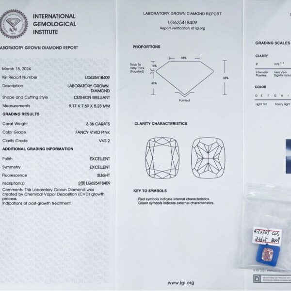 Wholesale and retail of IGI pink diamonds. Contact us for more favorable prices.
