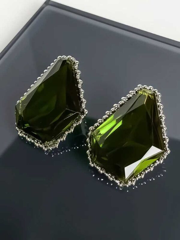 French Green Facet Earrings - Image 3