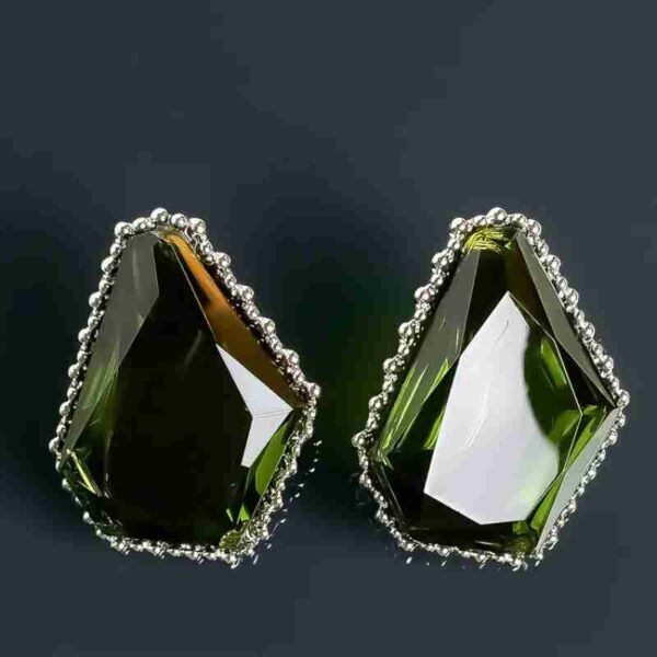 French Green Facet Earrings - Image 5