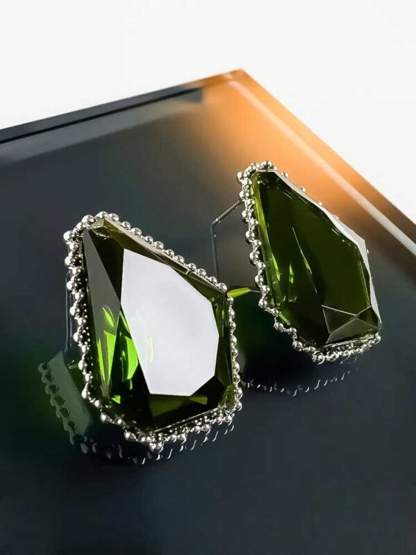 French Green Facet Earrings