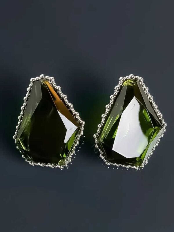 French Green Facet Earrings - Image 2